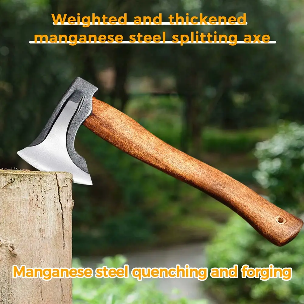 1pc Logging Camping Axe, Wood Axe, Carbon Steel Heat-Treated Jungle Axe - Hand Forged Camping Axe for Chopping Wood, Outdoor, Garden, Gardening, Shelter. Survival Tool Survival Equipment Set Survival Gear