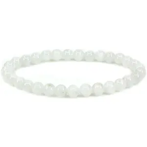 Natural White Moonstone Gemstone 6mm Round Beads Stretch Bracelet 7" Unisex