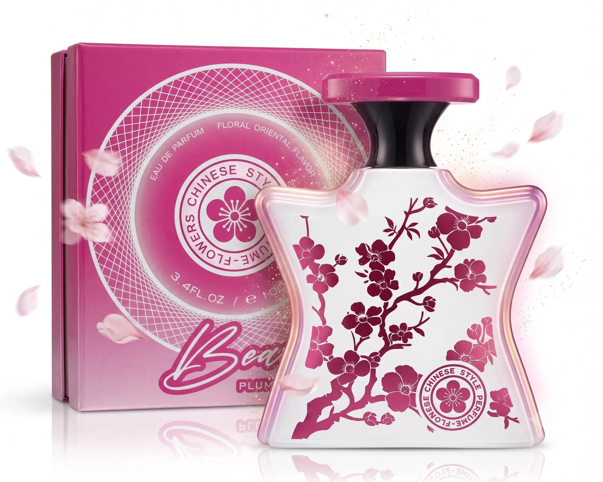 Chinese Style Plum Blossom Perfume 100ml - Long Lasting Floral Oriental Fragrance, Pink Aesthetic Bottle EDP Gift for Her 3.4oz