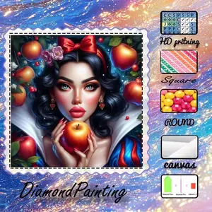 5D-DIY, premium velvet canvas, diamond art, diamond painting kit, apple, bow, curly hair AB drill, fairy dust diamond, crystal diamond, perfect home decoration, handmade diamond art painting kit, special crafts diamond art kit, Diamond Art Tools