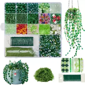 1400pcs Glass Beads DIY Kit, Handmade Artificial Plant Jewelry Accessories, DIY Beading Accessories, Craft Supplies for Creative Projects