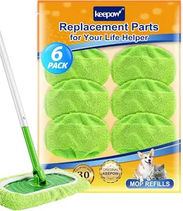 KEEPOW Upgrade Dual-Material Reusable Dry Sweeping Cloths Microfiber Wet Mop Pads Compatible with Swiffer Sweeper Mop Replacement Sweeping Mopping Pad for Hardwood Surface Floor Cleaning