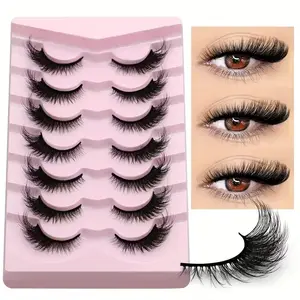 7 pairs of dramatic cat-eye false eyelashes - The best Christmas gift - Family bulk Edition - Eco-friendly and reusable - Thick and curly outer corners like fox eyes -3D artificial mink material - Perfect and Natural Holiday Party - Halloween - Mother's
