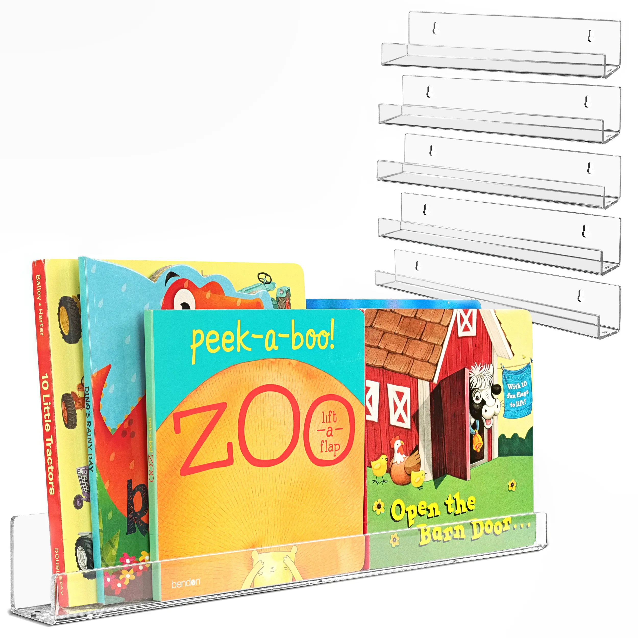 7Penn Floating Book Display Shelves - 6pk 15in Clear Acrylic Shelves for Wall