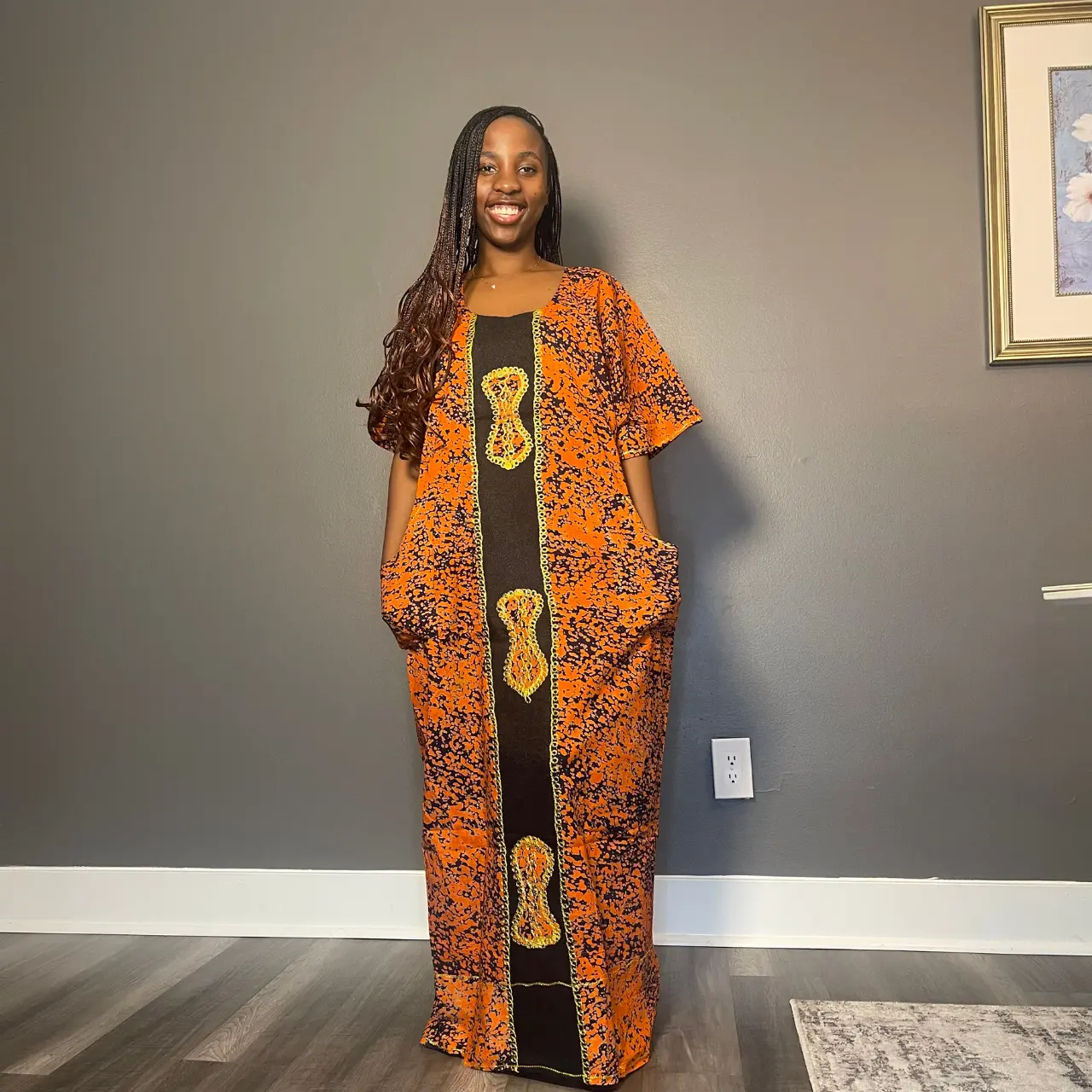 African Traditional Embroidered Dashiki Dress -  Maxi Wear for Swahili Coastal Elegance