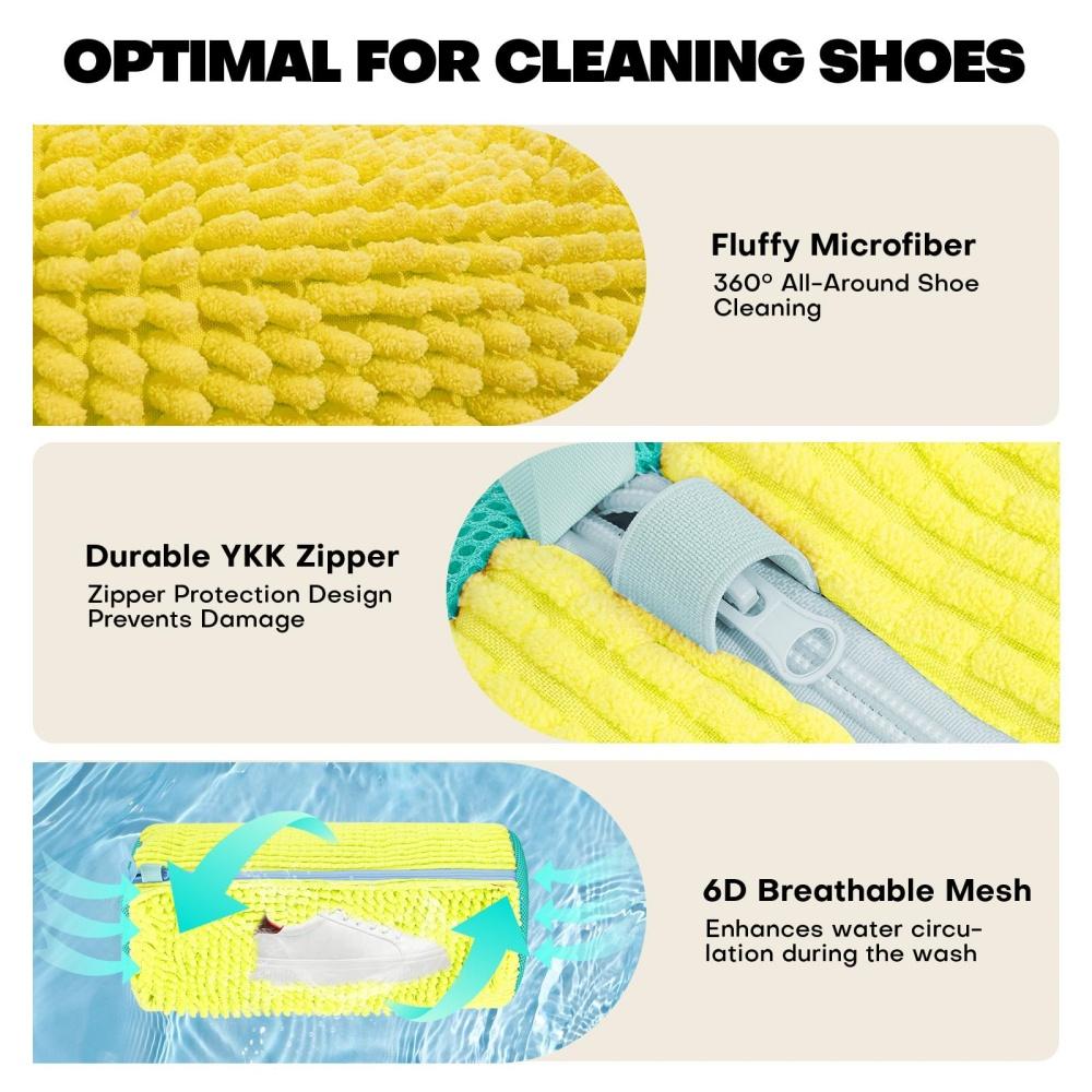 Reusable Shoe Cleaning Bags for Washer and Dryer Shoe Washer Laundry Bags Stain Cleaning Kit for Sneakers Tennis Shoes
