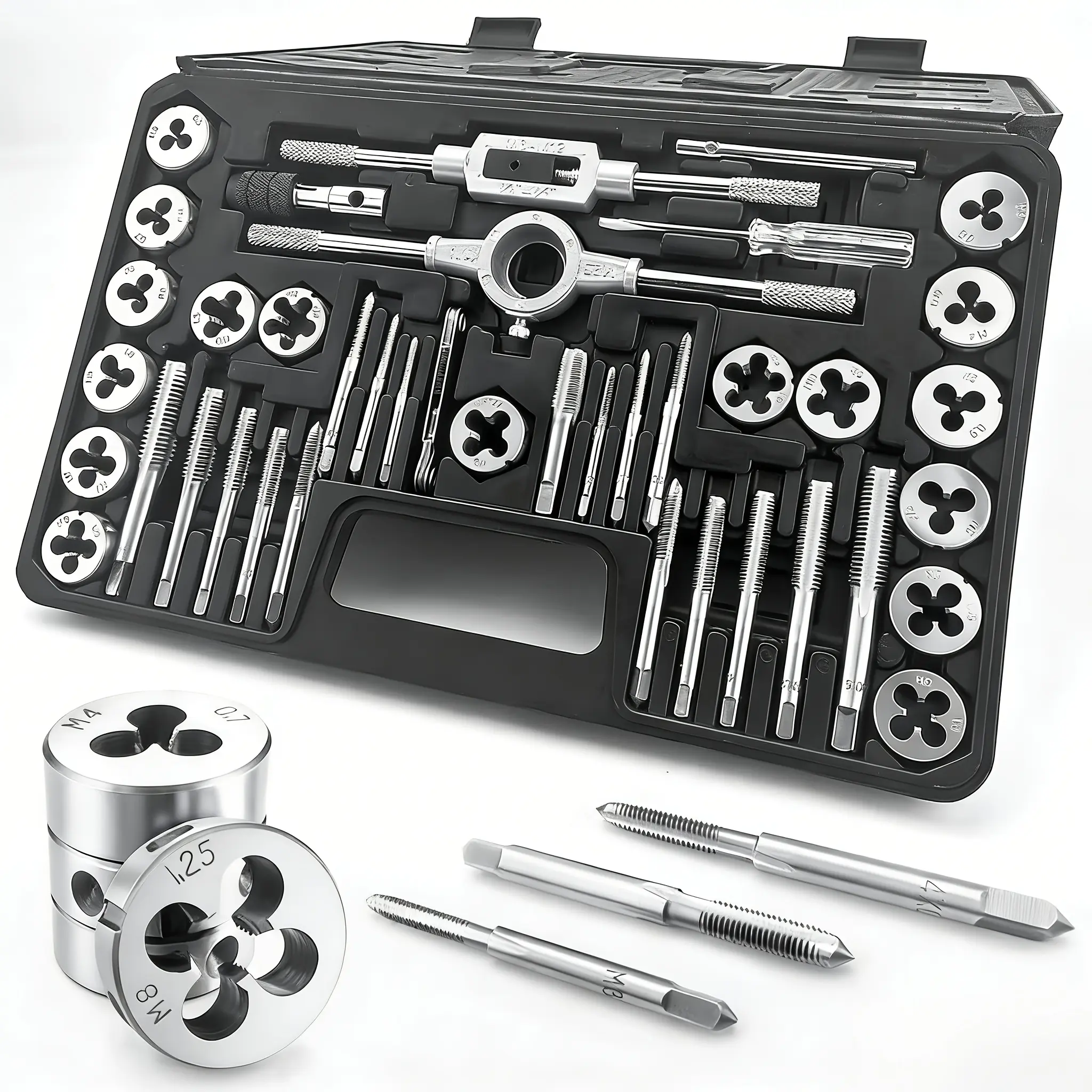 [FathersDayGift]20/40pcs Set Of Tap And Die Set, Metric Standard M3 To M12, Adjustable Handle Type Internal And External Thread Machining Tool Set, Including Complete Set Of Accessories And Storage Box, Practical Tool Gift, Local Warehouse