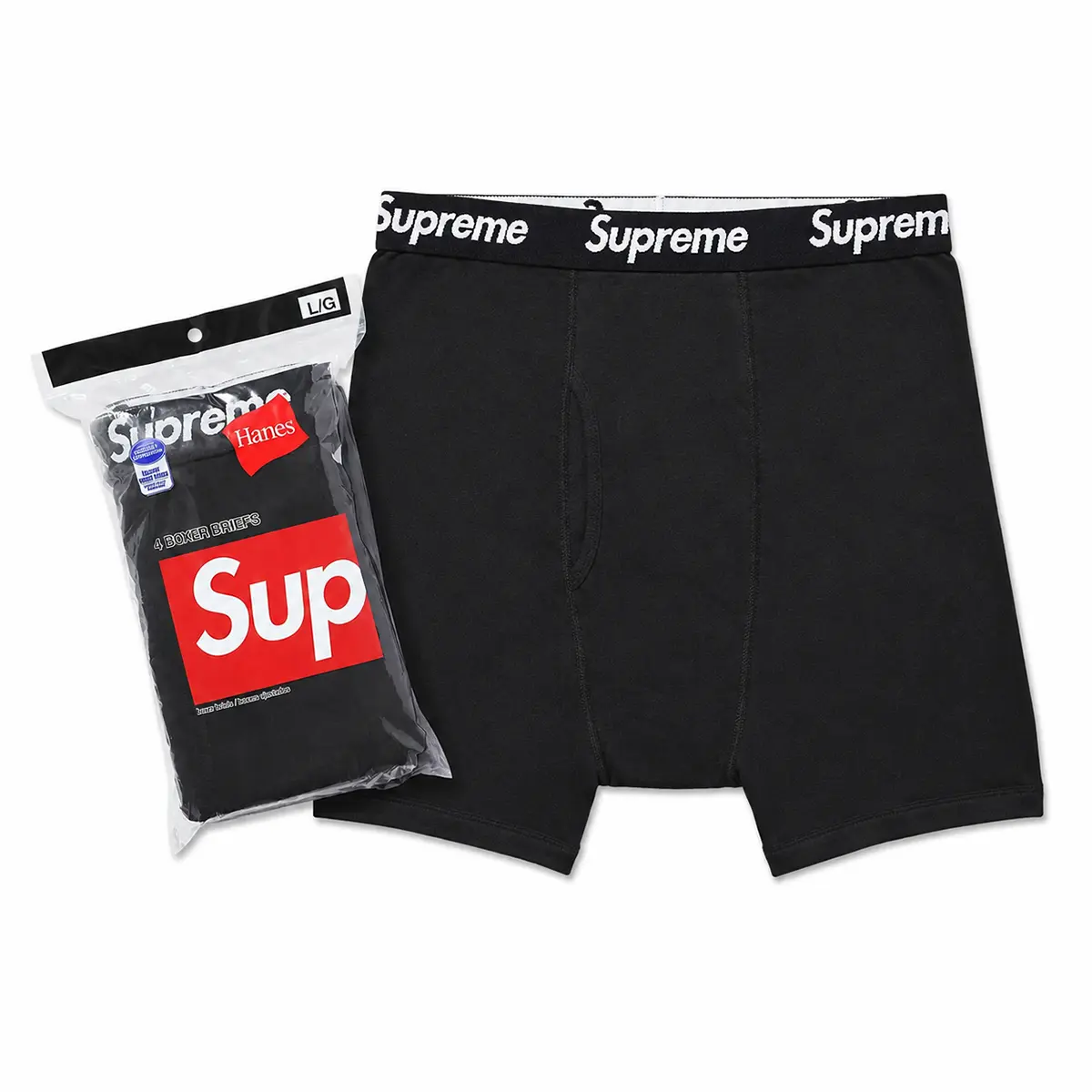 Supreme Hanes Boxer Briefs (4 Pack) Black