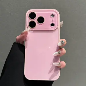[Silky Skin-Like Touch]phone case Candy Macaron Series – Skin-Feel Crystal Clear Case for iPhone 17, 16, 15, 14, 13 Pro Max – Soft TPU Bumper + Hard PC Back – Full Lens Coverage – Cute, Minimalist, Pink & White Silky Smooth Pastel Cover