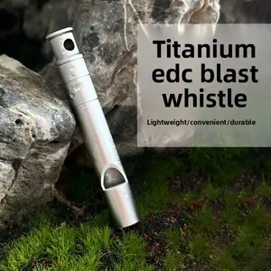 Outdoor Survival Titanium Whistle High Frequency Emergency Training Camping Gear Portable for Hiking Sports Competition Rescue