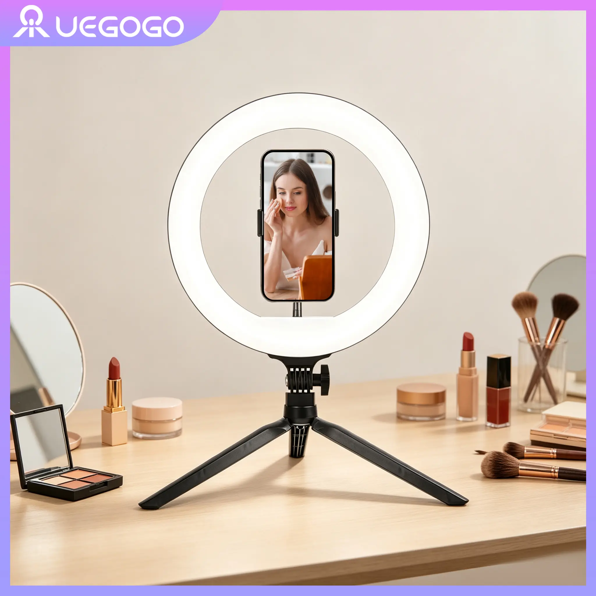 12" Selfie Ring Light with flexible Tripod Stand & Phone Holder, USB Powered Portable LED Fill Light for Live Streaming, Videos, Makeup Tutorial, Makeup, Photography, Vlogging, and Mobile Phone Accessories
