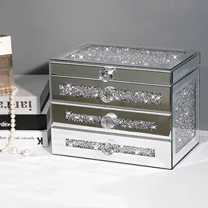 Luxury Jewelry Case, Jewelry Storage Unit, Multi-Function Compartment Storage, Multipurpose Storage Box, Dustproof Portable Organizer, Ideal for Home Vanity & Bedroom Desk
