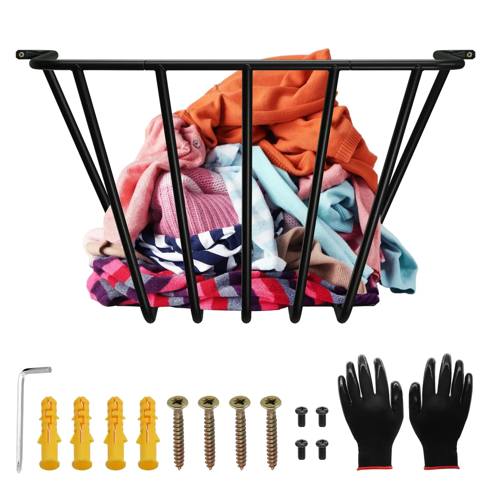 Upgraded Throw Wall Blanket Holder Thicken, Metal Wall Stuffed Animal Storage Mounted Rack Towel Quilt Blanket Toy Clothes Hanging Organizer for Bathroom Living Bedroom Huge Capacity