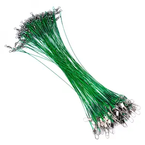 60pcs Fishing Wire Leaders Nylon-Coated Fishing Line Wire Leaders with Swivels and Snaps 6inch, 9inch, 12inch