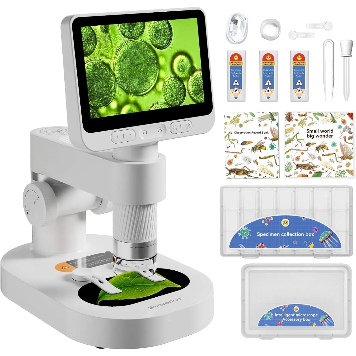 Digital Microscope 1600x, 4.0 Inch Portable   Microscope with 8 Adjustable LED Lights for Adults