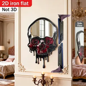 Gothic Skull Rose Wall Decor, Lightweight Wooden Frame, UV Printed, Creative Gift for RV Bedroom Bathroom Patio, Artistic