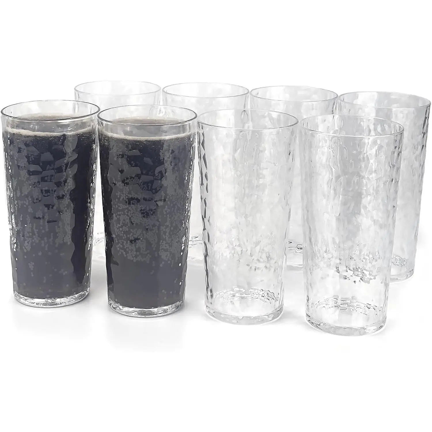 24-Ounce Plastic Tumbler  Drinking Glasses,  Plastic Cups, Stackable, , Shatter Proof, Dishwasher Safe, Set of 8 (Clear)