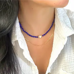 Coastal Vibes Necklace- Natural pearl & crystals
