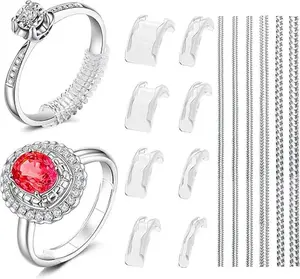 Ring Sizer Adjuster for Loose Rings, 14 Pack 14 Sizes Ring Guards, Spacers & Tighteners, Fits Bands 1 to 11mm, Invisible Design for Women Men, Insert & Spiral Ring Resizer