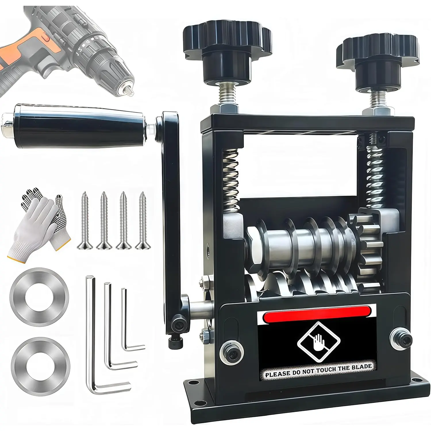 Manual Wire Stripper Machine,Drill  Hand Crank Wire Stripper Tool With 6 Channels and 5 ,Wire Stripping Tool for 0.06"-0.65" Scrap Wire,Scrapping Copper Wire Peeler Machine (Black)