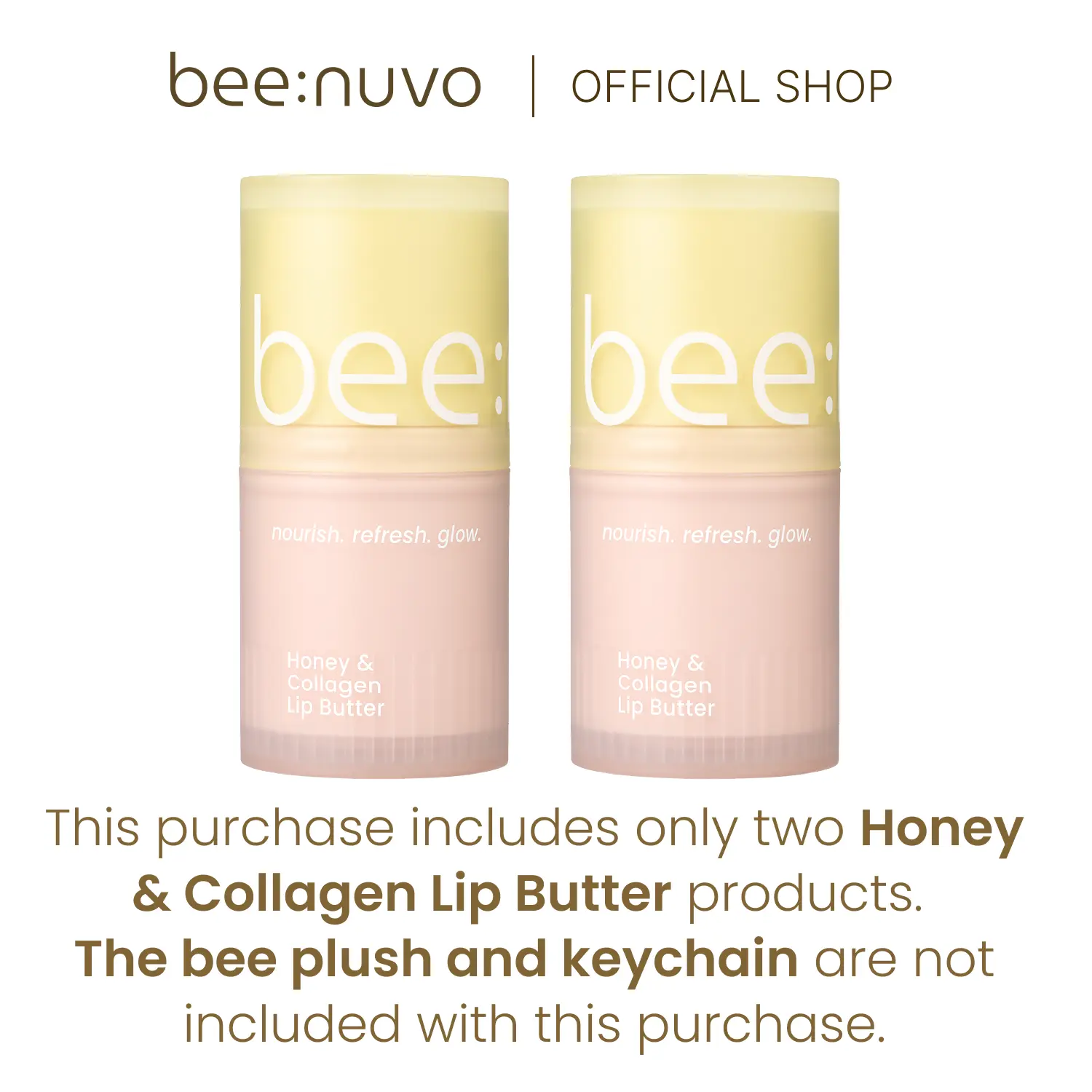 beenuvo Honey & Collagen Lip Butter Duo – 2-Pack Deep Moisture Lip Balm | 13g Each