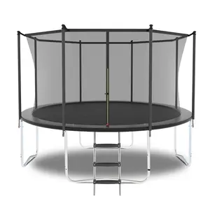 8-Foot Trampoline with Safety Enclosure Net — 400-lb Capacity Outdoor Backyard Trampoline, Featuring a Non-Slip Ladder, Rust-Resistant Frame, and High-Bounce Mat; An Ideal Choice for Family Fun, Home Fitness, and Summer Backyard Play