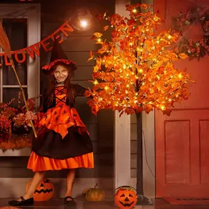 6-Foot LED Lighted Maple Tree, Artificial Floor Lamp Tree, 96 LED Lights, 8 Lighting Modes, USB-Powered Fairy Lights, Perfect for Home Decorations During Holidays, Parties, Birthdays, Weddings, Autumn, Halloween, Thanksgiving, and Christmas