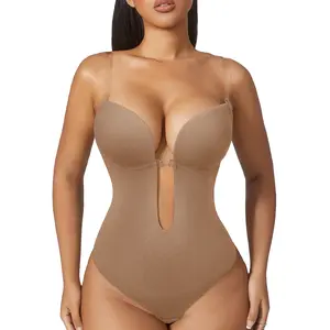 Slimers Women Shapewear Backless Body Bra Shaper Womens Plus Size Plunge Invishaper Low Back Thong Bodysuits Open Crotch Daily Use