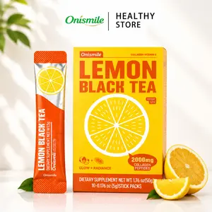 Onismile Variety Pack Powdered Drink Mix Black Tea Powder Packets Water Enhancer Water Flavor Packets Natural Lemon Flavor Collagen Peptides Zero Sugar Low Calorie On-the-Go Stick Single Servings