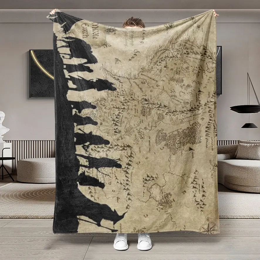 Lord of the Rings Theme Flannel Blanket, Soft Fluffy Lightweight Warm, Perfect for Bed Blankets for Sofa Office Camping Travel, Multi-Purpose Blanket Gifts Idea, Cozy Blanket, Soft Comfy Blanket, Fuzzy Soft Blanket