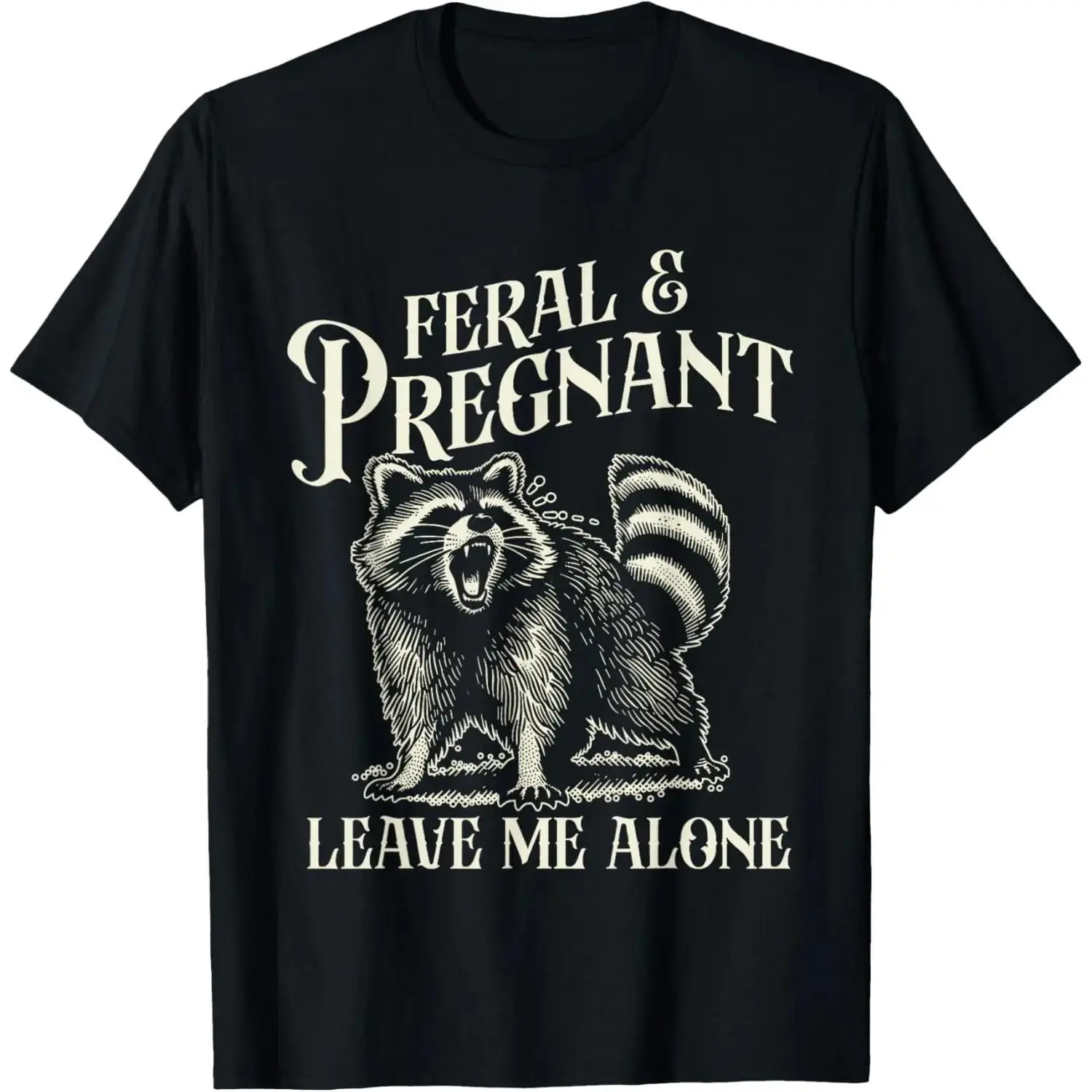 Women's Casual Short-Sleeve Round Neck Streetwear T-Shirt, Funny Feral and Pregnant Racoon Print Pregnancy Clothes for Mom To Be Sports Tops, Tshirt, Regular Fit# soft cotton short sleeve  # high-quality cotton casual top
