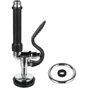 Pre-Rinse Spray Valve Commercial Kitchen Sink Faucet Sprayer  with Hand Grip Assembly 1.42GPM High  Dish Sprayer Nozzle Kit for Restaurant Industrial Faucet, Chrome (Black)