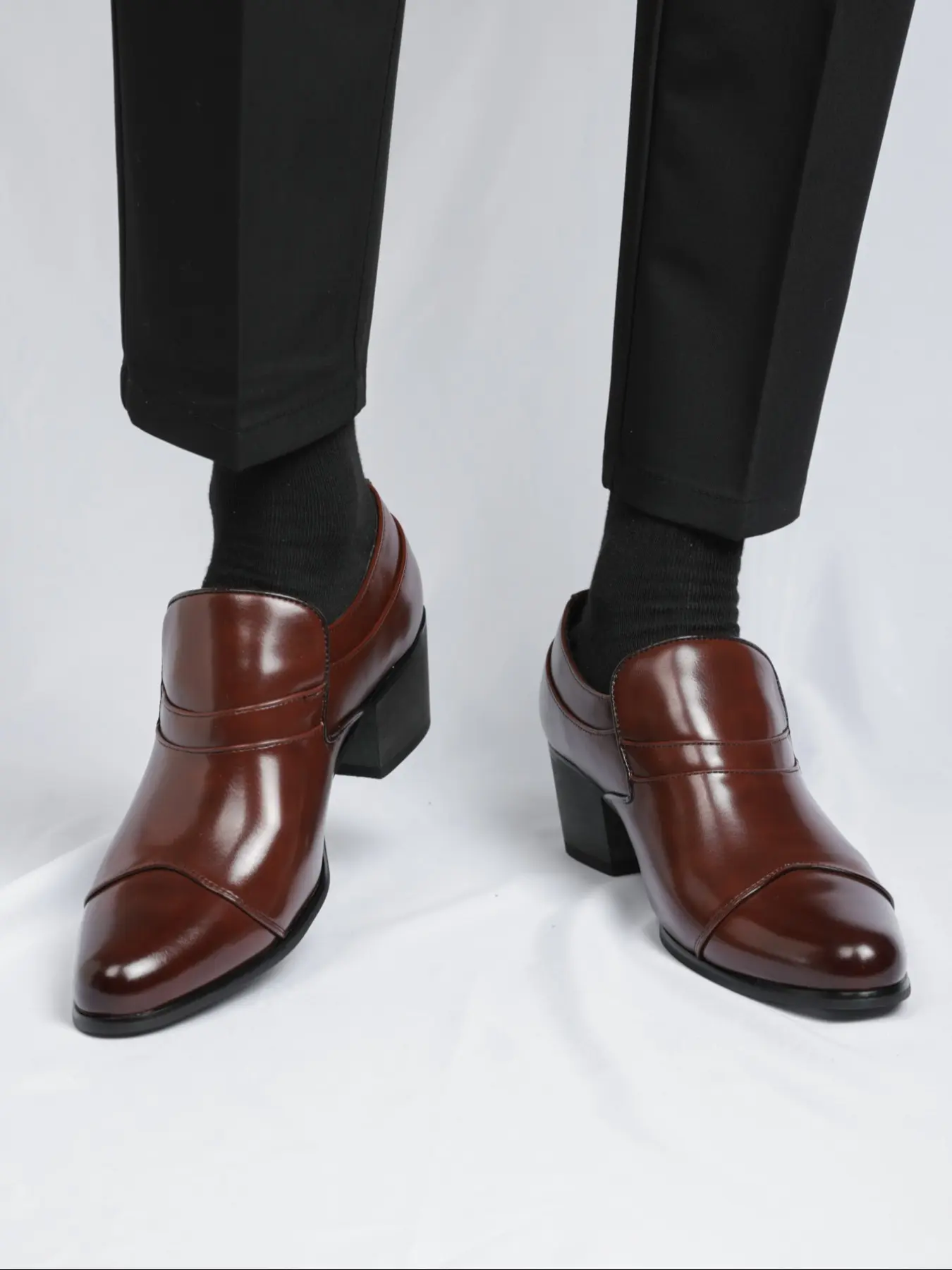 Men's Solid Color High Heel Formal Shoes, Elegant Party Wear Footwear, Comfortable Business Dress Shoes for Men, Office Shoes, PU Leather Shoes, Office Work Footwear, Business Style Footwear