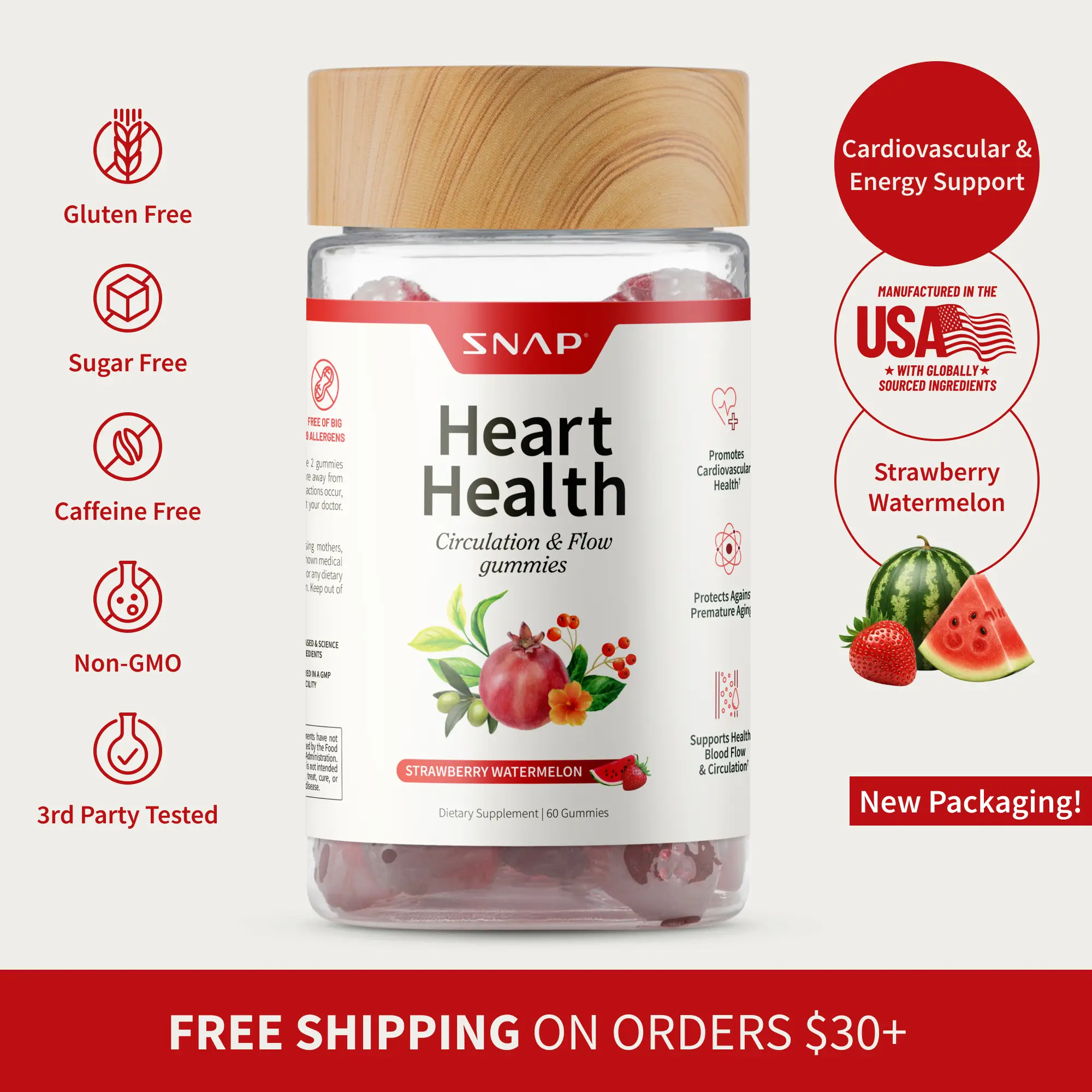 Snap Supplements - Heart Health - 60 Gummies with Olive Leaf Extract, COQ10 & Garlic Extract - Supports Healthy Blood Pressure & Circulation Healthcar