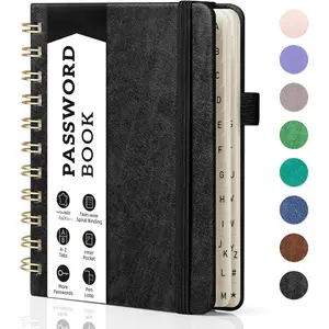 Password Book with Alphabetical Tabs, Spiral Password Keeper Book for Seniors, Internet Password Notebook Password Journal Logbook Log in Detail, Small - 4.7''x 6'' (Black)