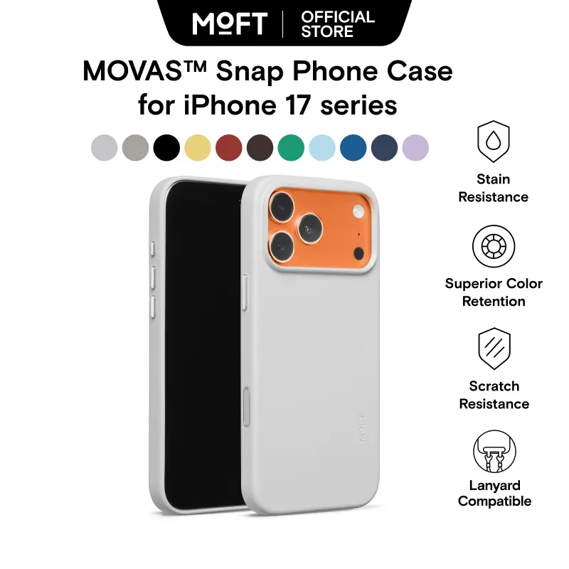 MOFT Snap Case MOVAS for iPhone 17 Case, Compatible with MagSafe, Magnetic Premium Vegan Leather Phone Case with Smooth Feeling, Enduring Color, Minimalist Design