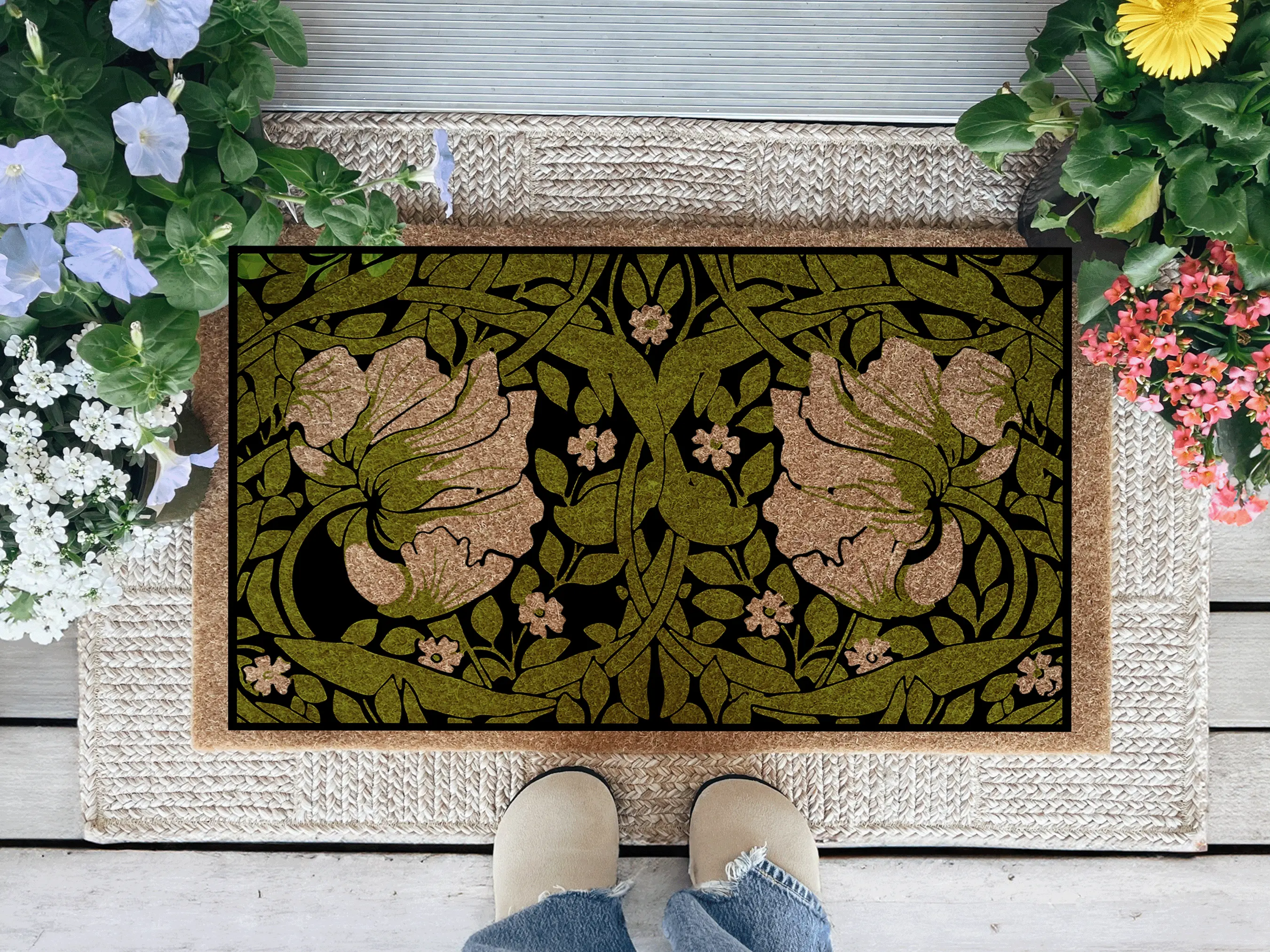Floral Doormat, Home Decor, Boho Floral Rug, Autumn Doormat, Colorful Doormat, Porch Decor, Closing Gift, Front Door Mat, Entryway Decor