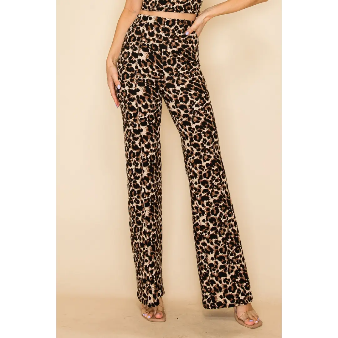 Animal Printed Flared Trousers