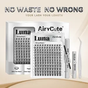 Luna | AiryCute MangaMagic Collection Upgrade U Lashes with Ultra-Dense, Waterproof, Long-Lasting Lashes | Aphrodite | Fashion Wet Look | Beginner Friendly DIY Lashes For a Flawless, Voluminous Look | Trendy & Must-Have Clusters