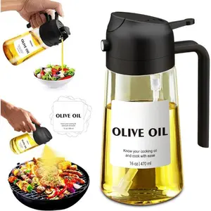 2 in 1 Glass Oil Sprayer & Dispenser,16oz/470ml Olive Cooking, Air Fryer, and Salad, for Kitchen Gadgets and Air Fryer Accessories, w/Stickers