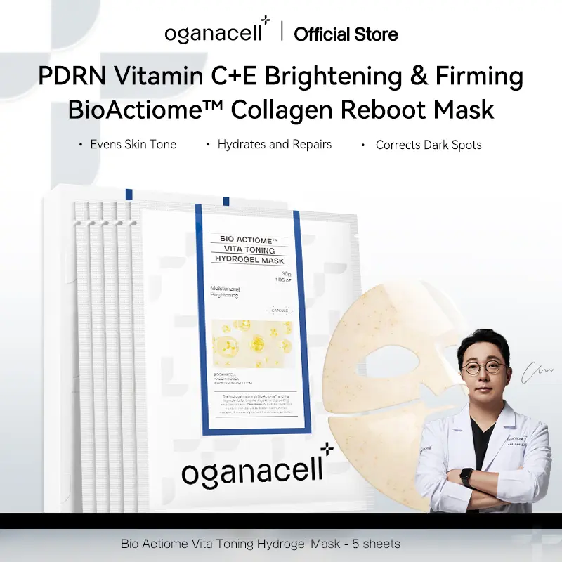 OGANACELL Bio Actiome Vita Toning Hydrogel Mask - Tightening & Firming Care for a Lifted Look with Hyaluronic Acid, Nourishing Facial Mask for Radiance (5 Sheets), Tightening Gel Mask