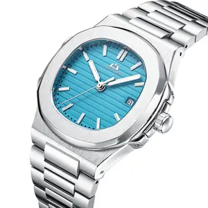 Automatic Watch for Men Mechanical Self Wind Luminous Stainless Steel Blue Grey Coffee Simple Fashion Wristwatches