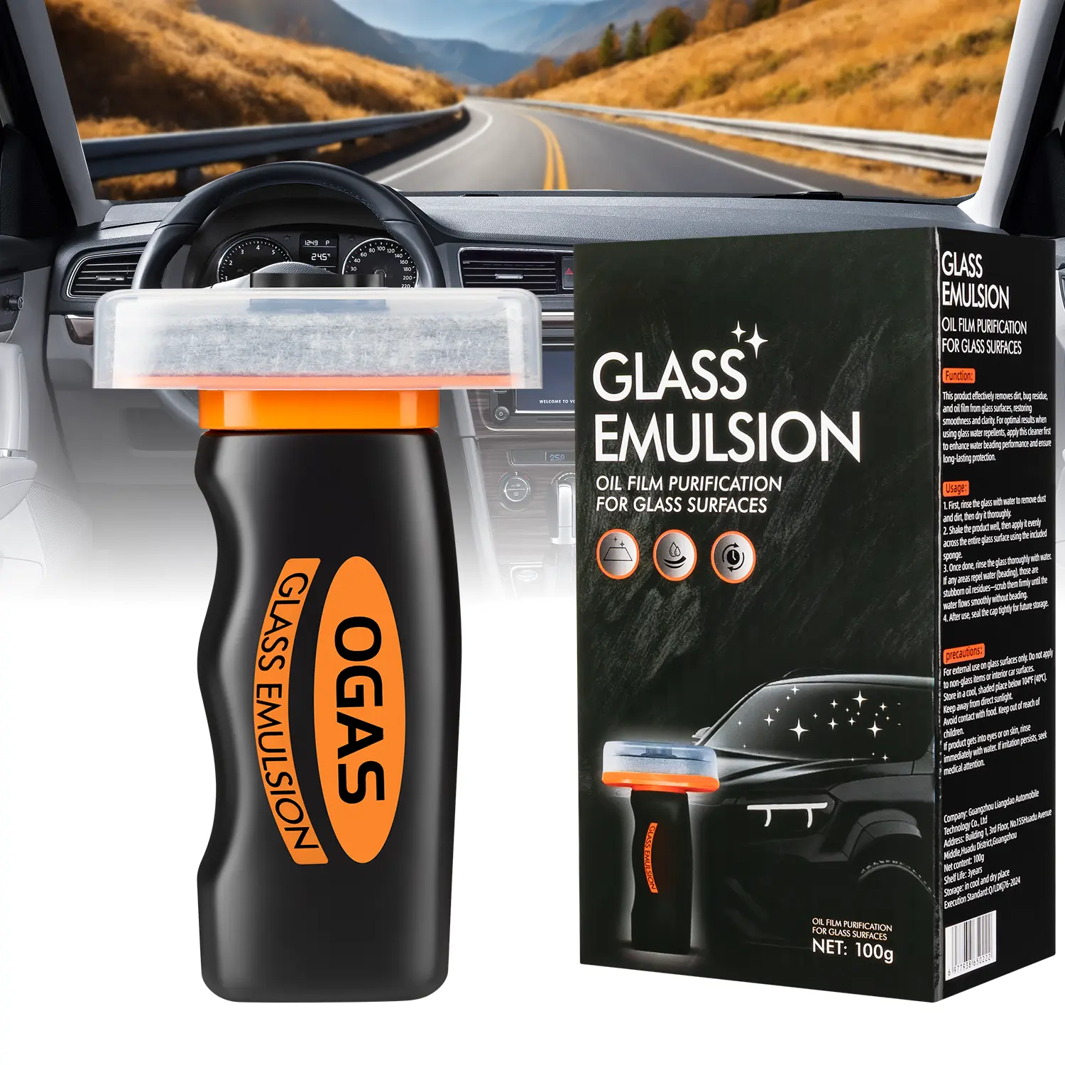 Glass Emulsion Cleaner,Car Oil Film Cleaner,Handle Oil Film Remover & Windshield Cleaner For Cars Window, Glass Emulsion, Crystal Clear View