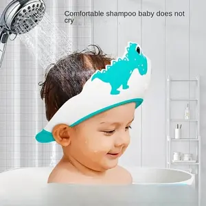 Creative Dinosaur Pattern Waterproof Hair Cap, Adjustable Silicone Ear Protection, Home Use Magic Waterproof Hair Cap, Shower Cap