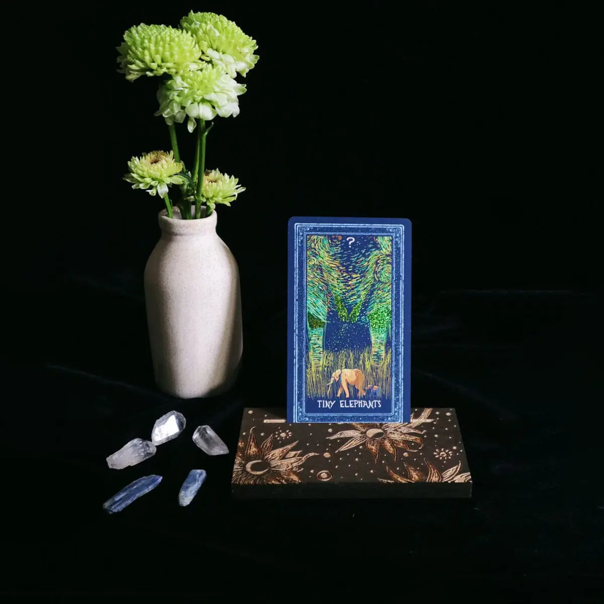 Moonflowers Wooden Cardholder (Single Card)