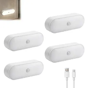 4pcs Magnetic movement lamp - Indoor sensor night light, intelligent portable LED lamp, compact and sturdy design, convenient automatic on/off function, excellent room lighting, suitable for kitchens and staircases. 5.51 x 1.69 inches tiktokshopspringglow