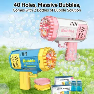 Bubble machine toys suitable for boys and girls aged 3-8, gifts, adults, party gifts, summer, wedding, Easter 2 bubble machines, 2 children's bubble guns, 2 bottles of rehydration, children aged 3-12 40 hole luminous bubble machine, spray bubble