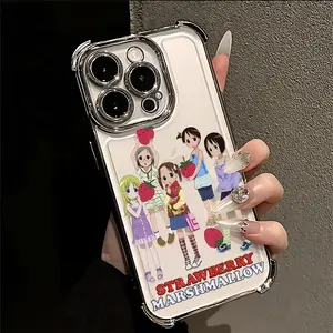 Anime Strawberry Marshmallow Phone Case Suitable for iPhone 17 16e 16 15 14 13 12 11 Mini Pro Max Air X XR XSMAX 8 7 Plus Anti Fall Transparent Soft Back Cover