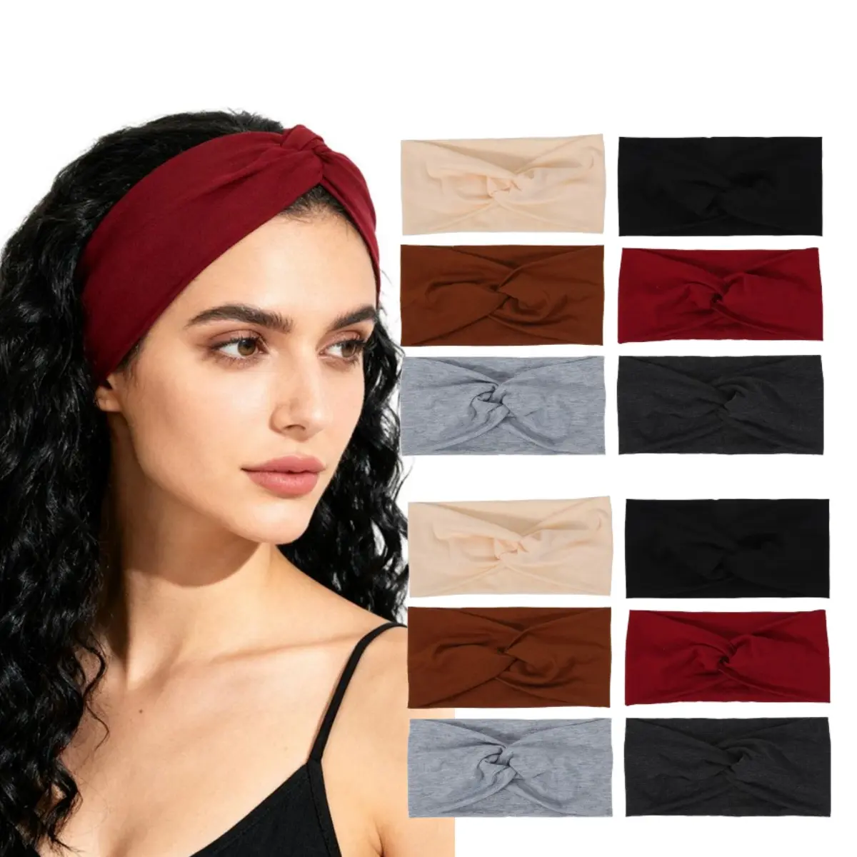 12Pcs Boho Headbands for Women, Wide Vintage Stretchy Head Wraps, Athletic Sweat Bands for Yoga & Gym Workouts, Athletic Sweat Bands Hair Wraps For Head, Elastic Sweatband Headband