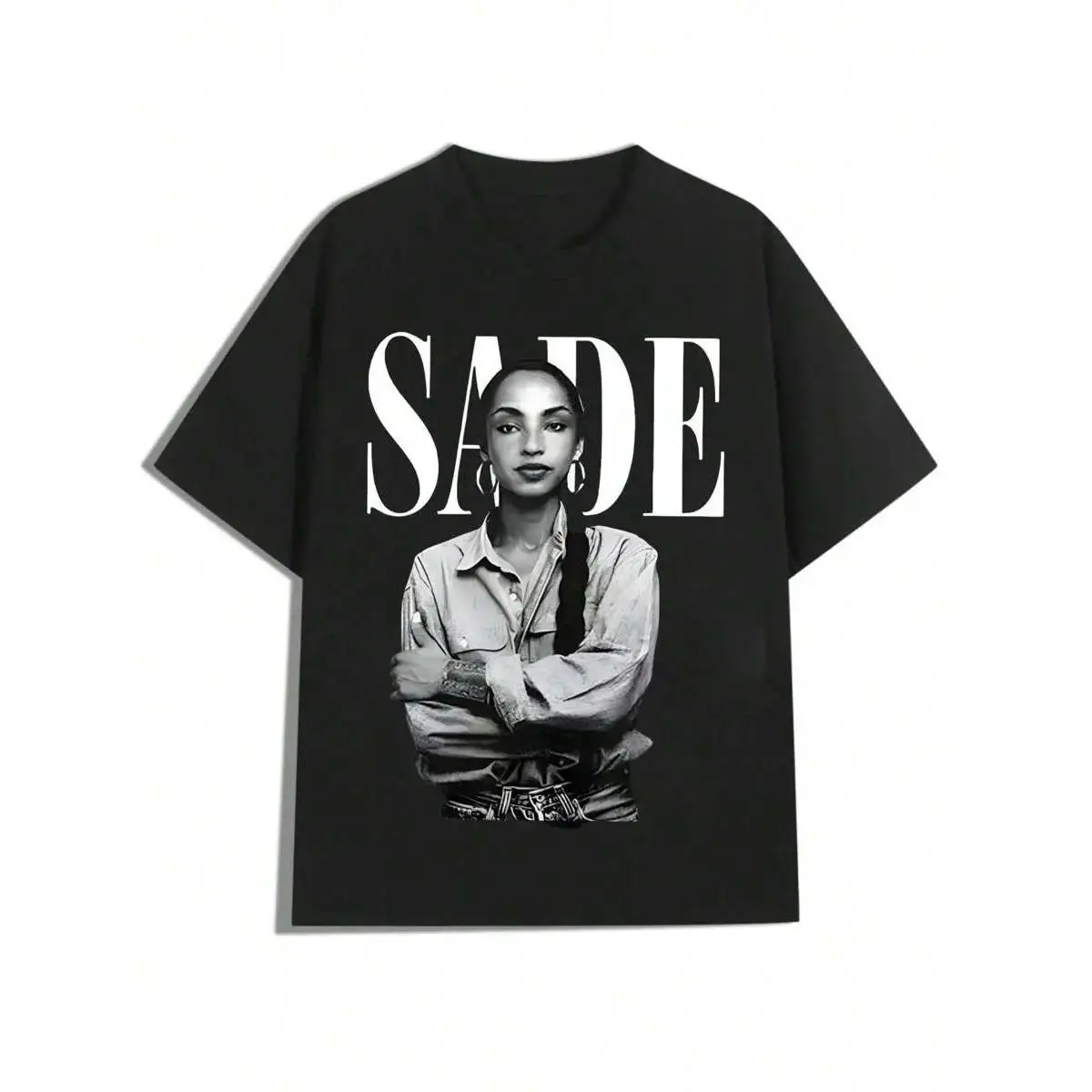 Menswear Soft Breathable Shortsleeve 180g Pure Cotton Sade Portrait Print Unisex Casual Versatile T-Shirt, Street Style, Tops, Lightweight
